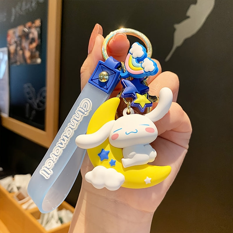 Genuine Sanrio Hello Kitty Resin Anime Doll Moon Keychain - Keychain & Keychain for Car Keys, Gifts for Bag Decorations, Daily Use, Collectibles, Fashion Accessories [] SS69 9.69 Cosmic Walk - Moon