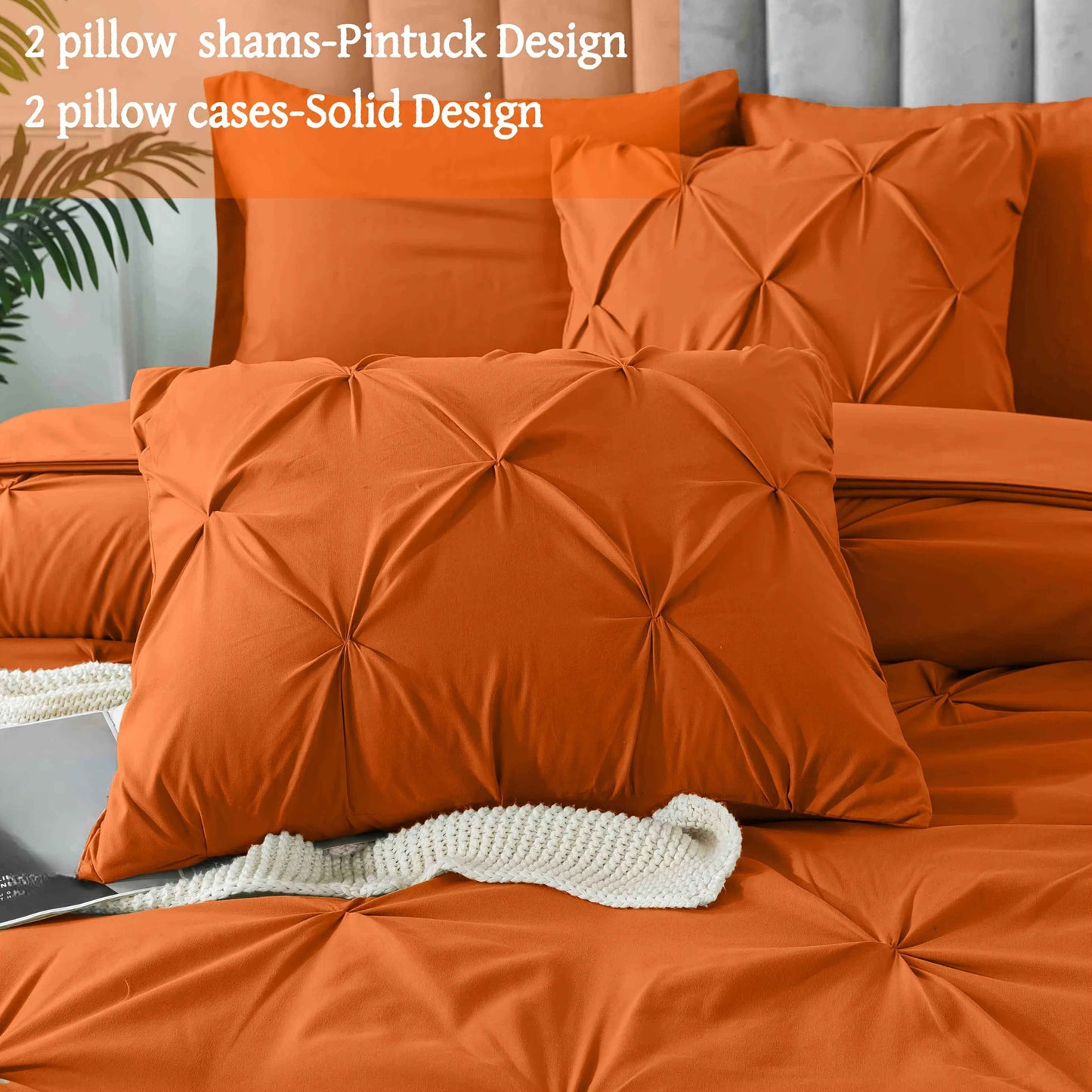 Cosybay 7pcs Comforter Set, Luxury Soft Fluffy Bedding, 1 Comforter 1 Fitted Sheet 1 Flat Sheet 4 Pillowcases & Pillow Cover, All Season Quilt Set Queen, Hypoallergenic Breathable Easy Care, Valentine's Day Gifts School Hallo