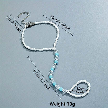 Boho Chic Adjustable Beaded Anklet with Glow-in-the-Dark Features - Summer Beach Vacation Foot Jewelry for Women, Resin Material, Perfect for Parties and Getaways, Vacation Accessory|Glowing Beads|Resin Construction, Beach Ac SS69