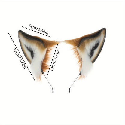 Faux Fox Ears, Fluffy Fox Ears Headband, Realistic Ears Headband, Cute Furry Fox Ears Animal Hair Accessory, Perfect For Halloween Anime Cosplay Party Carnival, Christmas Gifts SS69