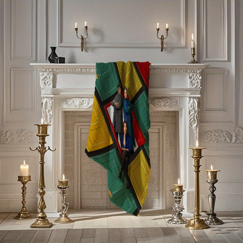 Only Murders in the Building" Cozy Flannel Throw Blanket - Soft, All-Season Polyester Blend with Unique Character Design, Perfect for Bed, Car, or Camping, Contemporary Style, Mixed Colors SS69