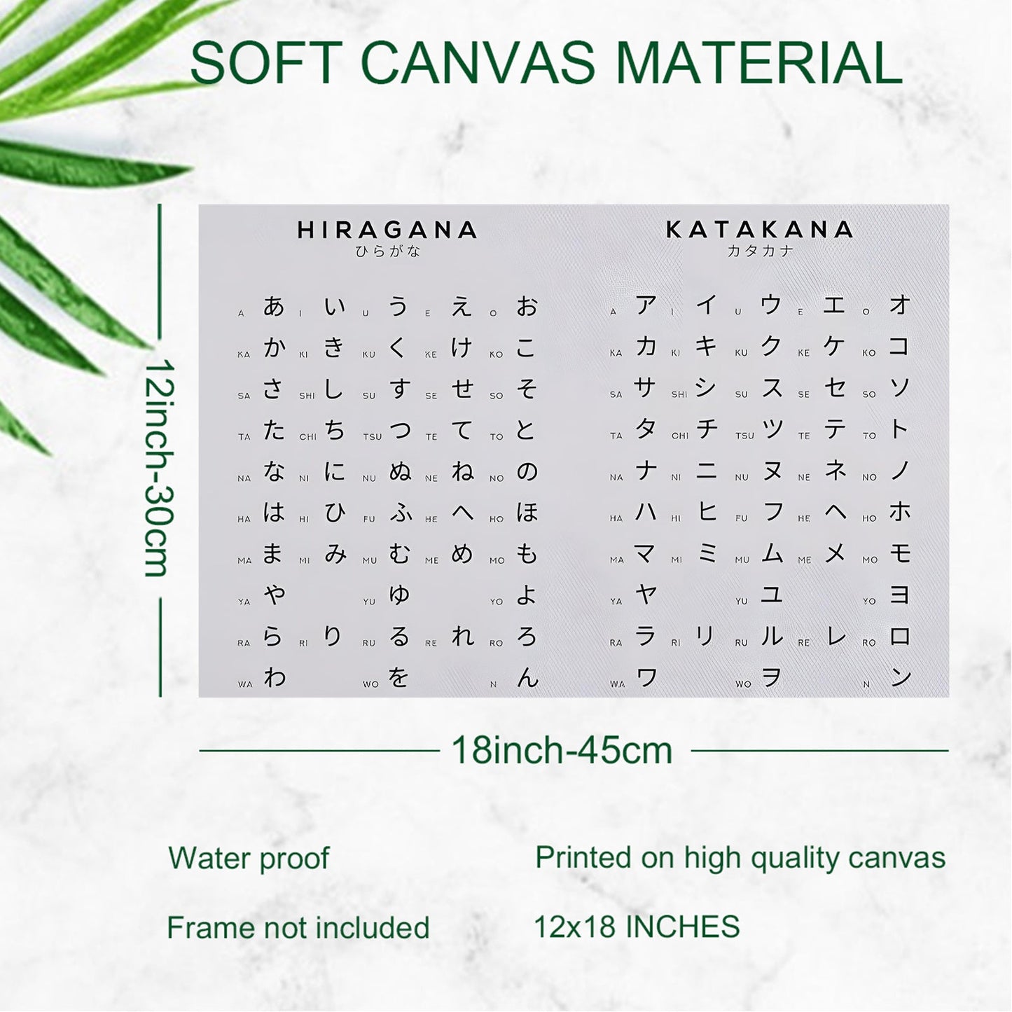 1pc Japanese Alphabet Canvas Poster, Hiragana & Katakana Characters Wall Art, Modern Frameless Decorative Painting for Home and Bedroom, 30.48x45.72cm SS69