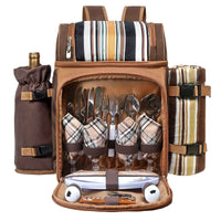 Picnic Basket Backpack With Insulated, Leak-proof Cooler Compartment, Wine Rack, Cutlery Set, and Free Cashmere Blanket, Suitable For 2-4 People, Great Winter Outing Item, Christmas Gift, New Year's Gift, Couple's Gift