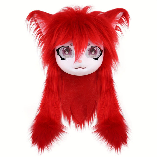 Animal Head Cat Fursuit Cut Mask Halloween Masquerade Cosplay Costume Props SS69 46.69 Red