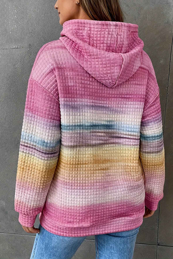 [Plus Size Hooded Sweatshirt] Plus Size - Plus Size - Plus Size - Plus Size - Women's Plus Size Hooded Sweatshirt - Pastel Rainbow Striped Pullover with Drawstring Hood, Soft Stretchy Fabric, Side Pockets - Cozy Fall/winter S