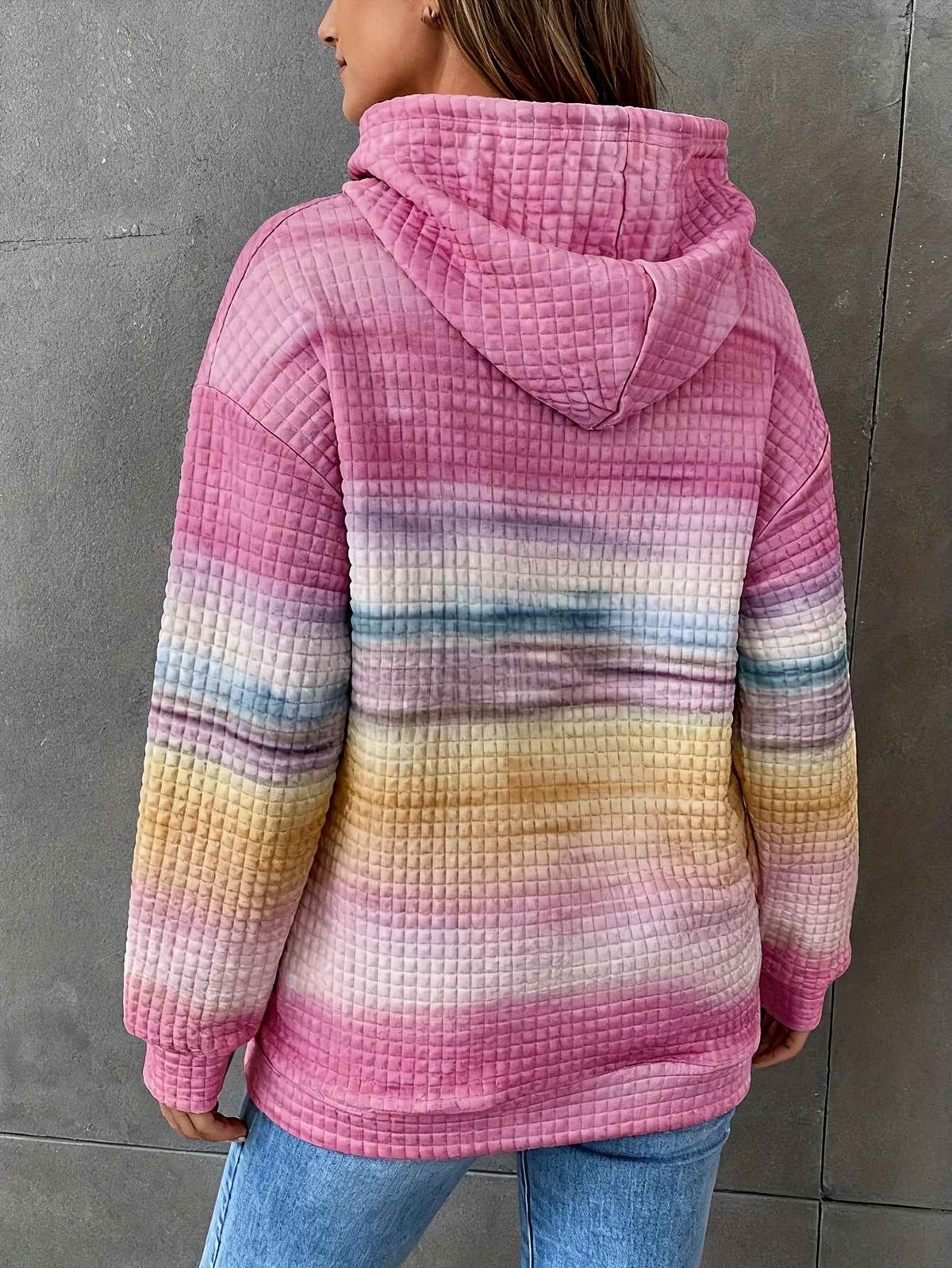 [Plus Size Hooded Sweatshirt] Plus Size - Plus Size - Plus Size - Plus Size - Women's Plus Size Hooded Sweatshirt - Pastel Rainbow Striped Pullover with Drawstring Hood, Soft Stretchy Fabric, Side Pockets - Cozy Fall/winter S