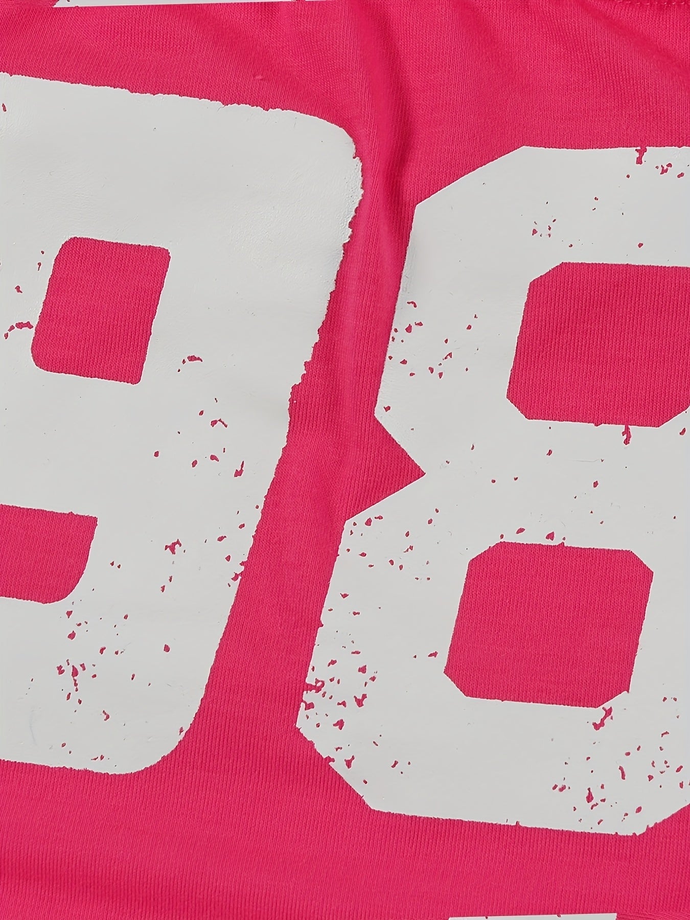 Women'S "98" Graphic Crop Top with Short Sleeves - Black, Casual Two-Piece Set with High-Waisted Jeans, Polyester Blend, Casual Attire|Graphic Crop Top|Knit Construction SS69