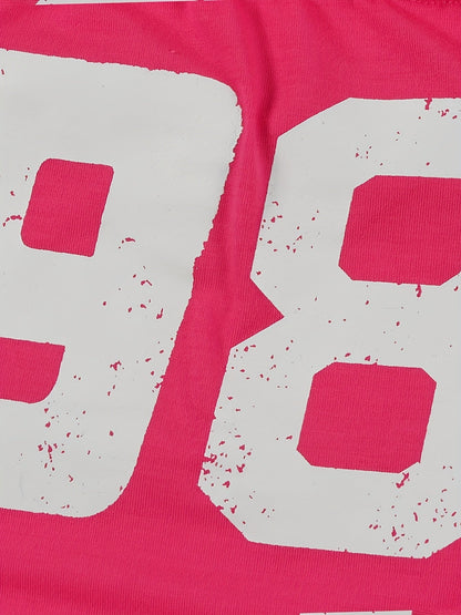 Women'S "98" Graphic Crop Top with Short Sleeves - Black, Casual Two-Piece Set with High-Waisted Jeans, Polyester Blend, Casual Attire|Graphic Crop Top|Knit Construction SS69