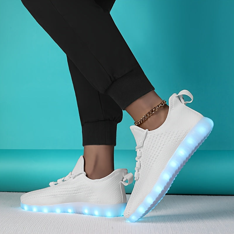 LED Light-Up Casual Sneakers - USB Rechargeable, Colorful Glowing Shoes for Men and Women, Breathable, Lightweight, Durable, All-Season Running Shoes, Casual Footwear | Vibrant Casual Shoes | Lightweight Footwear SS69
