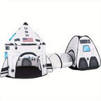 Rocket Ship Pop-Up Play Tent with Tunnel for Kids