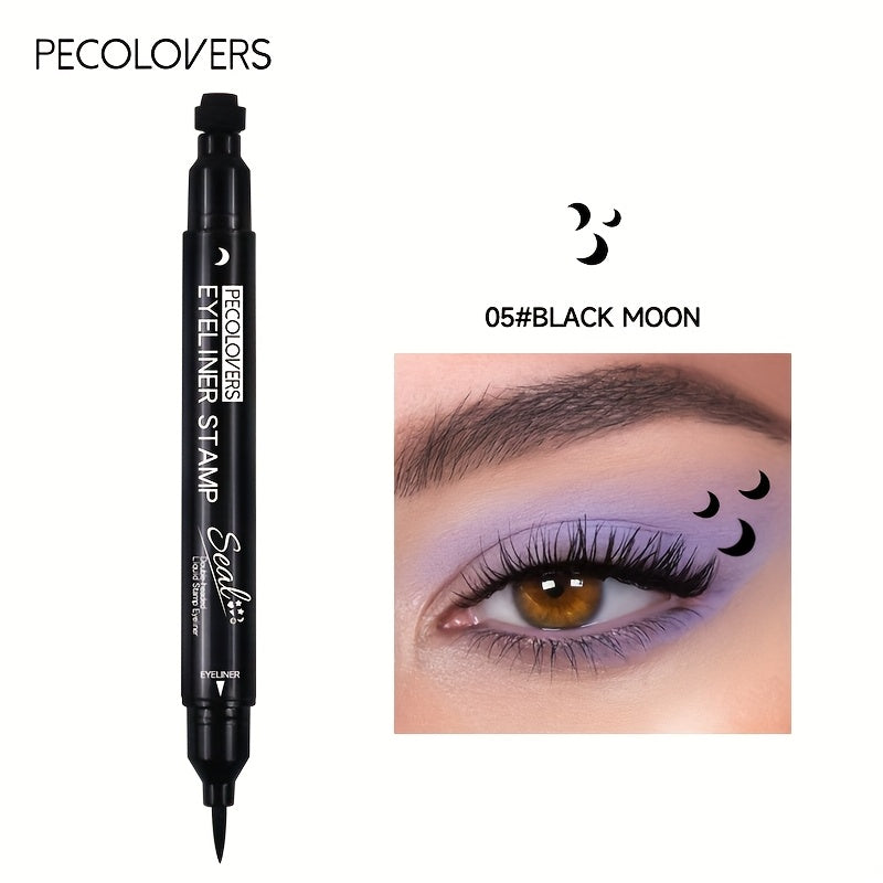 PECOLOVERS 2-in-1 Black Liquid Eyeliner Stamp Pen, Waterproof Quick Dry Love Heart Design, Cosmetic Makeup Tool SS69 7.69 05