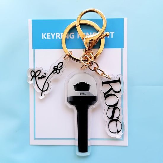 KPOP Rose Lightstick Keychain Acrylic Double-sided Transparent Bag Key Pendant Accessories Creative Star Peripheral SS69