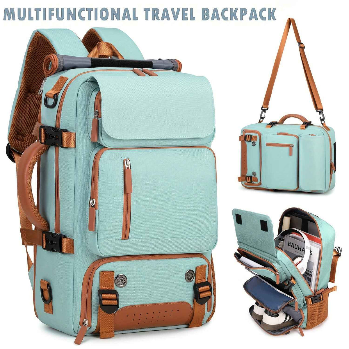 [Large Multifunctional] Large Multifunctional Backpack | Convertible, Laptop & Shoe Compartment, Zipper Closure, Adjustable Strap, Lining, Royal