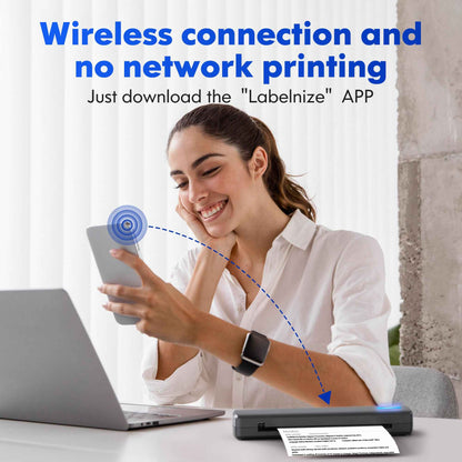 Portable Printer Wireless For Travel, Thermal Printer Inkless, Small Compact Printer Support Folding Paper/rolling/tattoo paper, Work With Laptop Phone And Pad