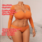 60.24-Inch Life Size Female Sex Doll - Soft Jelly Chest And Hips, TPE Material, Ultimate Pleasure Experience, No Need for Batteries, Orange Long Sleeved Top And Thong Design, Realistic Body Shape, Suitable for Adults to Play SS69
