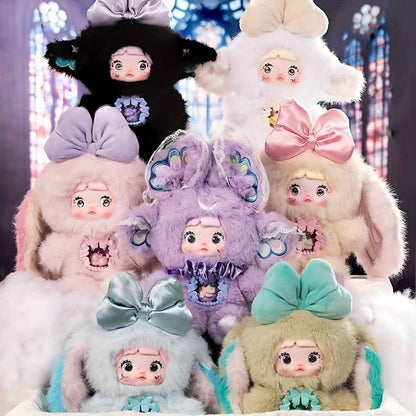 1pc Nommi Figures - Kawaii Anime-style Plush Doll with Expressive Eyes & Fluffy Ears, Soft Vinyl Collectible Figure in Black/Purple/Blue/Pink/Gray/White/Red/Yellow - Cute Birthday Party Favors, Holiday Gifts, Display Decor fo