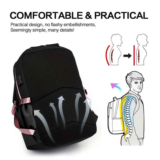 Sanrio Kuromi Canvas Backpack - Lightweight, Adjustable Straps, Zip Closure - Cute Anime Design with Plush Characters and Decorative Pins - Ideal for Students & Travel - Fits 17" Laptop - Black & Purple, Anime Accessory|Plush