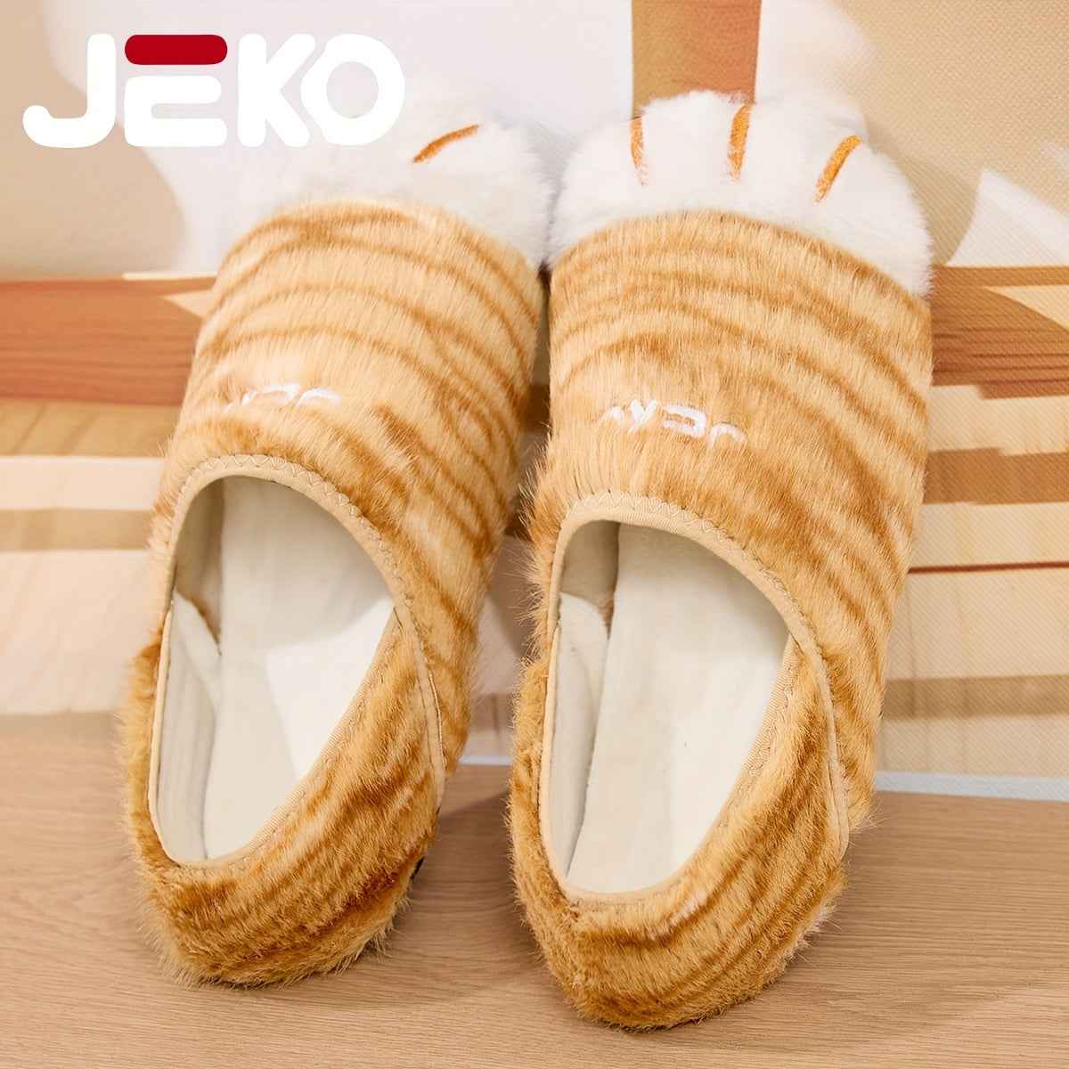 JEKO Men's Winter Warm Slip-On /Outdoor Slippers with Tiger & Cat Animal Print, Soft Fabric & Sole, Low-Top Round Toe Design for Gym, Yoga, Dance, Home - Cute & Trendy for all-Foot Coverage (Brand: JEKO)