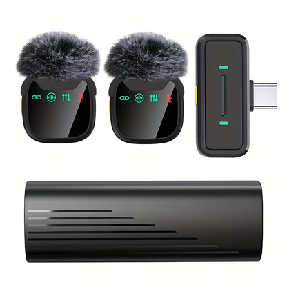 Professional Dual Wireless Lavalier Microphone with LED Charging Case, Suitable for Smartphones, Laptops, Recording Videos, Live Streaming, Interviews, and  Blogs
