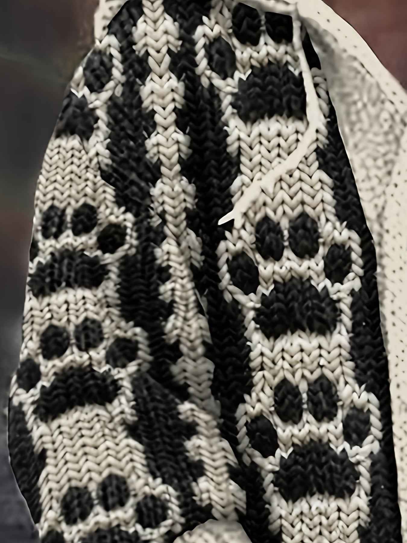 Plus Size, Plus Size Women's Oversized Hooded Cardigan Sweater Coat - Black & White Geometric Striped All-Over Print, Button-Front Jacket with Pocket, Soft Stackable Collar, Winter Warm Coat for Casual & Formal Wear (Hand Was