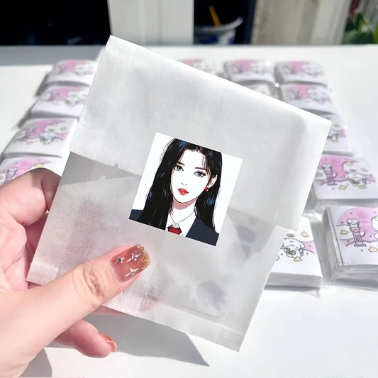 1 Roll of 500 Rectangle Glossy Paper Stickers, BABYMONSTER Hand-Painted, Single Use, with Kpop Girl Group Tablets Luggage Sealed Stickers, for Fans SS69