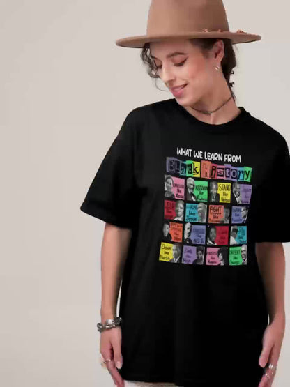 Black History Month T-Shirt - Inspirational Leaders Graphic Tee, Casual Crew Neck, Short Sleeve, 180g/㎡, Women's Educational Apparel SS69