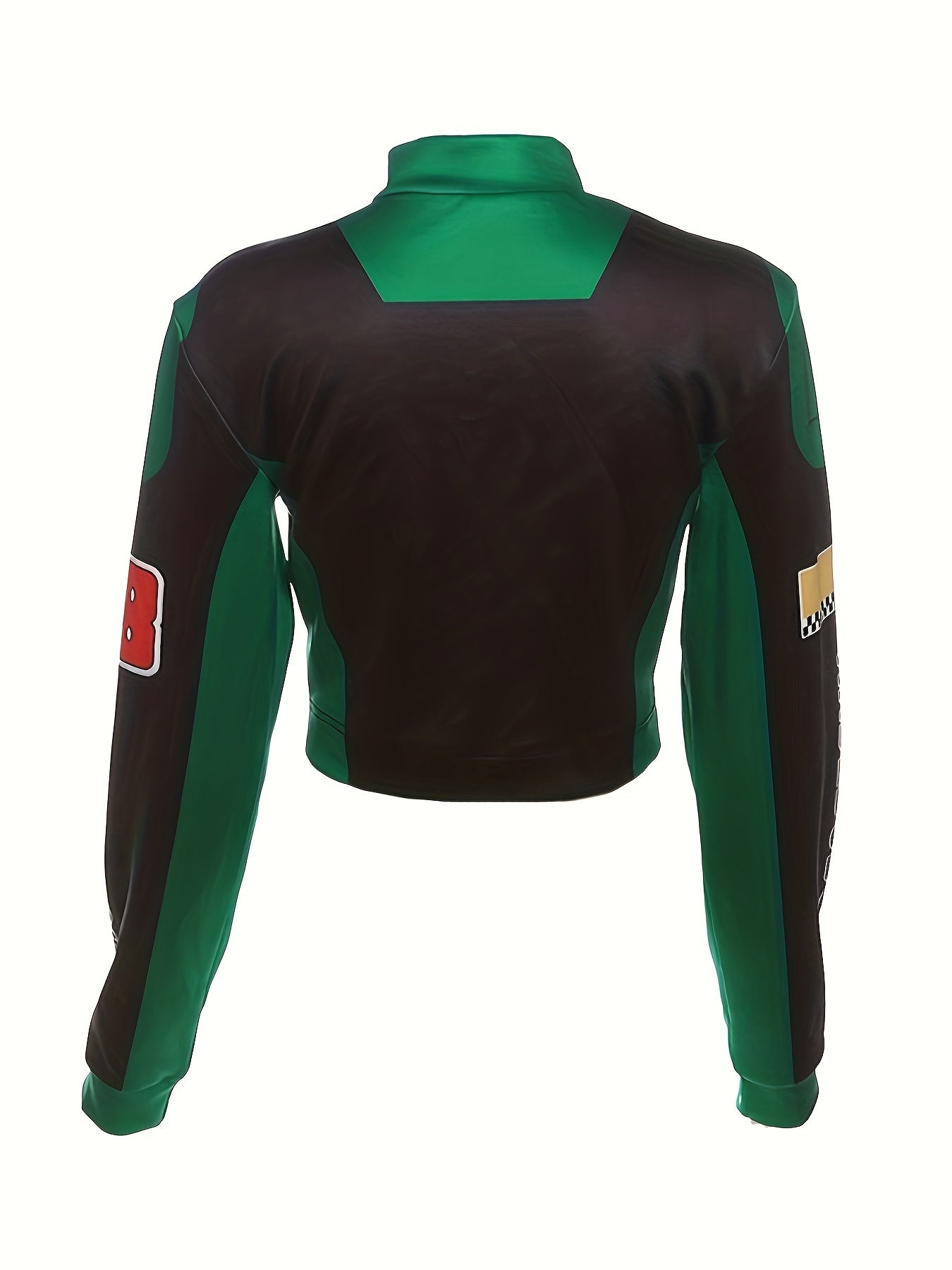 Women's Trendy Streetwear Letter Print Cropped Bomber Jacket - Red & White Casual Zip-Up with Graphic Design, Lightweight Polyester Blend for All Seasons, Fashion Forward Clothing | Trendy Casual Jacket | Polyester Blend Jack SS69