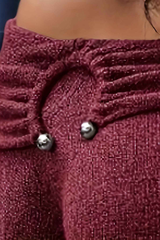 Plus Size, Plus Size Elegant Burgundy Off-the-Shoulder Winter Sweater - Oversized Collar Cardigan Coat, Hand Washable Thick Warm Pullover for Fall/Winter, Rich Red Solid Color (Curvy-Friendly)