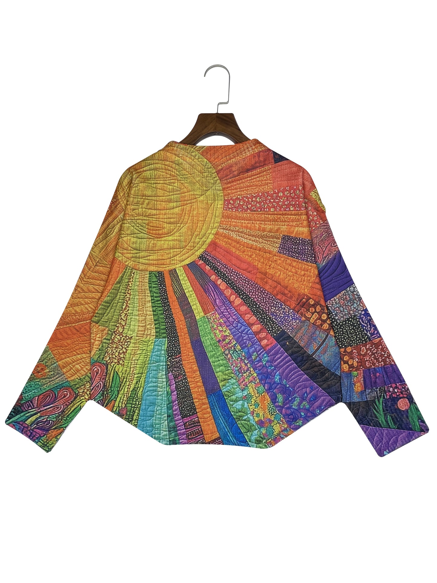 Vibrant Rainbow Print Open Cardigan - 3D Full-Sleeve Polyester Knit with Round Neck & Button Closure, Hand Wash or Dry Clean, All-Season Young Style, Casual Wear Cardigan | Youthful Style Cardigan | Microelastic Fabric, Light SS69