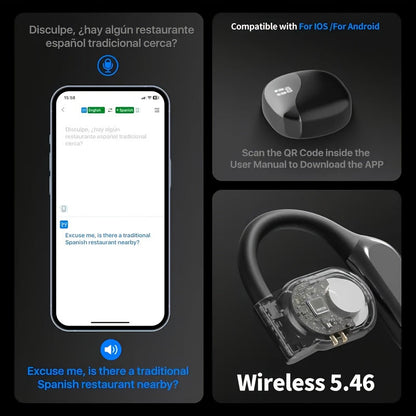 Real-Time Languages Smart AI Translation Earbuds - Translate In Real-Time, Providing Precise Simultaneous Interpretation to Eliminate Language Obstacles for Seamless Business Trips, Social Interactions, Education, Work, And C SS69