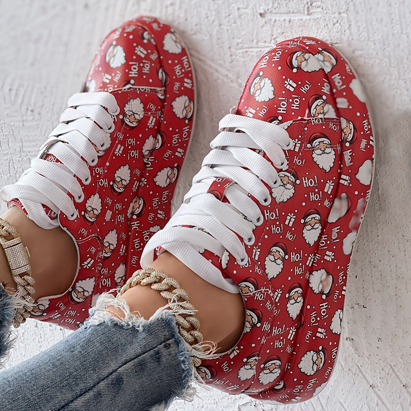 Casual Chic) Women's Vibrant Graffiti Print Lace-Up Sneakers - Low Top, Round Toe, All-Season Casual Shoes with Rubber Sole and Faux Cover Interior, Ladies Shoes SS69 39.69 【Red】 / US 10