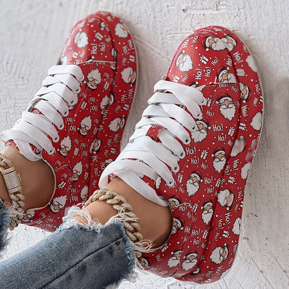 Casual Chic) Women's Vibrant Graffiti Print Lace-Up Sneakers - Low Top, Round Toe, All-Season Casual Shoes with Rubber Sole and Faux Cover Interior, Ladies Shoes SS69 39.69 【Red】 / US 10