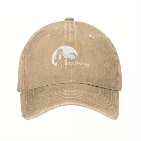 2025 NEW The Sandman Morpheus Baseball Cap - Black Polyester, Distressed Look, Adjustable Strap, Ideal for Golf & Beach Outings, Beach Bag Hat|Vintage Baseball Cap|Distressed Look Hat SS69 21.69 Natural
