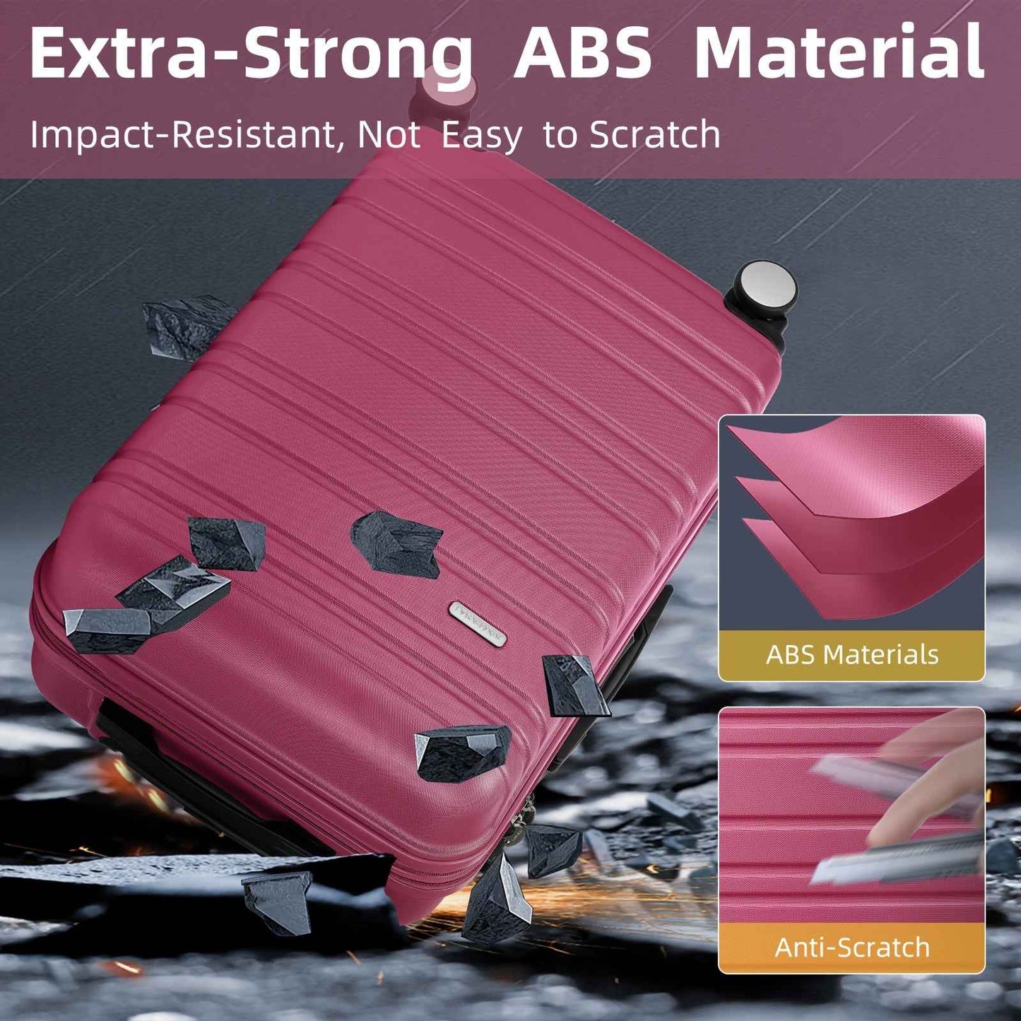 6pcs Women's Expandable Hardside Luggage Set with TSA Lock - Lightweight ABS Suitcase Collection, Spinner Wheel System & Telescopic Handle, Multi-Color Options (Sky / /////) for Carry-On & Checked