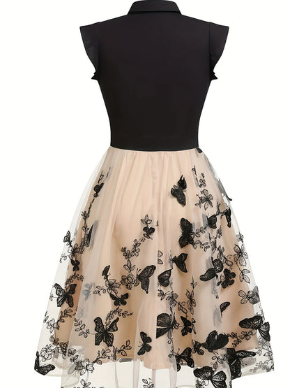 Black 1950s Butterfly Patchwork Classic Clothing SS69