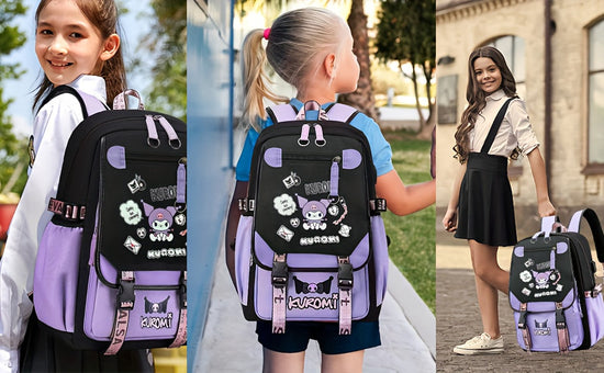 [Sanrio Licensed]Cute for kuromi School Bag for kuromi Backpack Suitable For Boys And Girls, Equipped With A USB Port, Comes Ultra-lightweight Outdoor Camping And Hiking Gear, Essential For Travel, Gift For Back To School Bac SS69