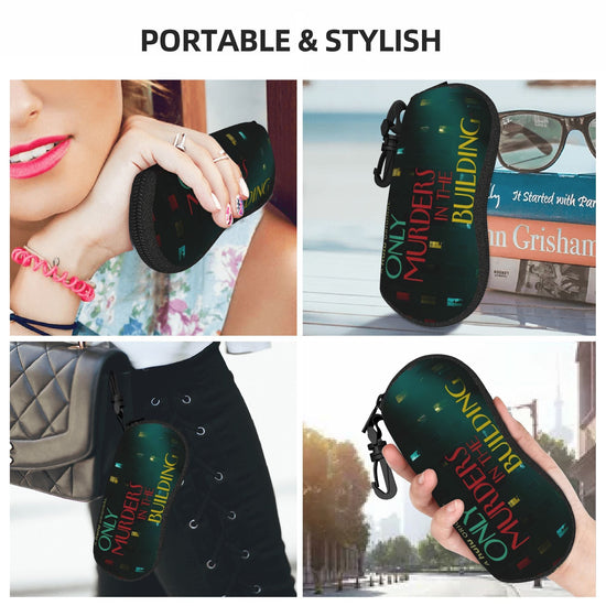 1pc Only Murders in the Building TV Show Logo Glasses Case - Iconic TV Series Design with Characters' Names, Zippered Waterproof & Scratch-Resistant Eyewear Holder, Ultra-Light Travel Case for Men & Women (Fits All Glasses Fr SS69
