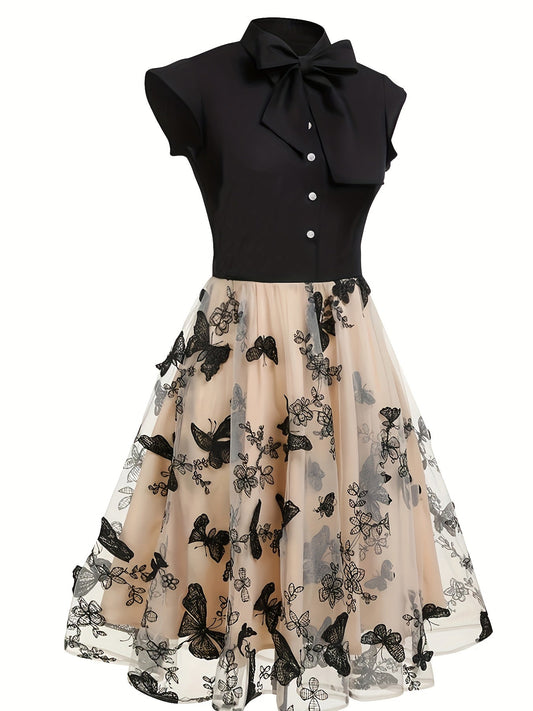 Black 1950s Butterfly Patchwork Classic Clothing SS69