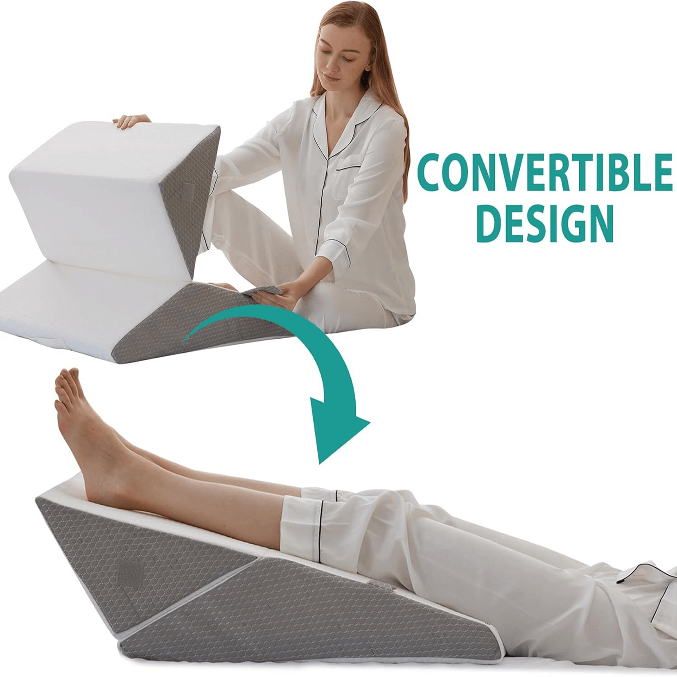 [3pcs Foam Pillows] 3pcs Foam Pillows 3pcs Polyurethane Foam Bed Wedge Pillows | Adjustable Contour Support, Anti- Snoring, Acid Reflux, Medium- Soft Gray Pillow Covers, Machine Washable, Back Alleviation, Contoured Pillow De