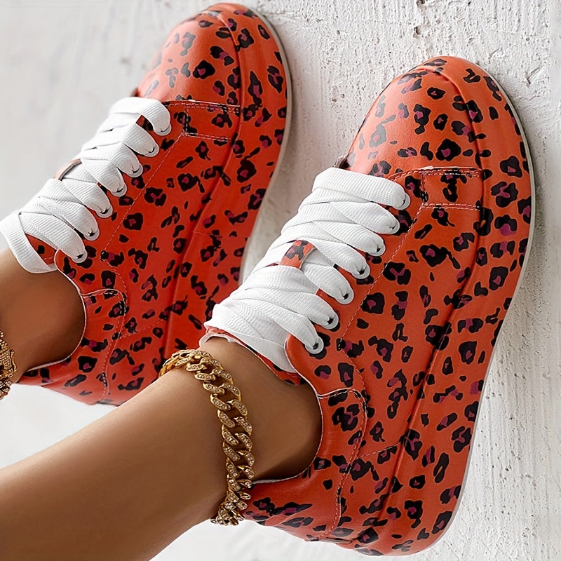Casual Chic) Women's Vibrant Graffiti Print Lace-Up Sneakers - Low Top, Round Toe, All-Season Casual Shoes with Rubber Sole and Faux Cover Interior, Ladies Shoes - SS69