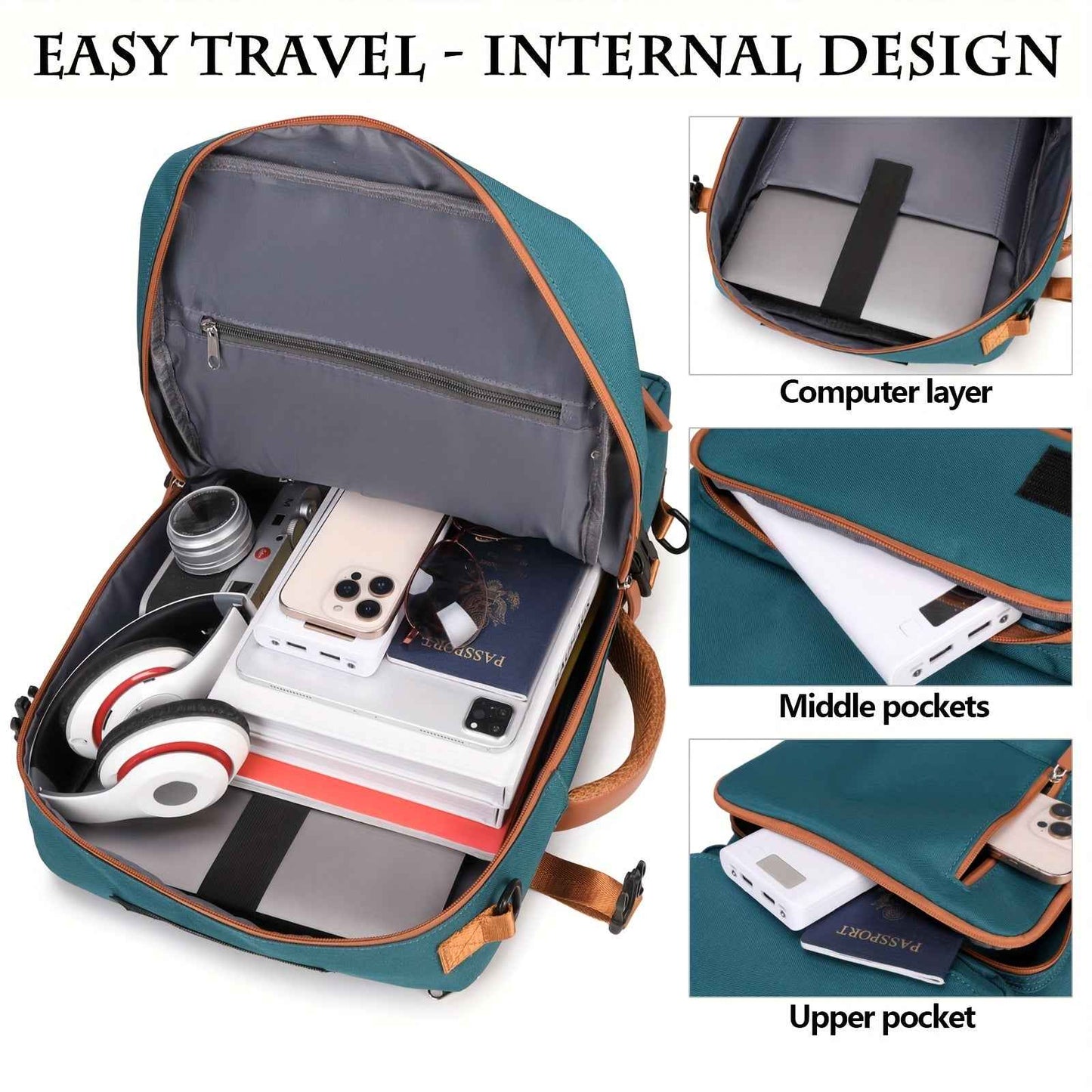 [Large Multifunctional] Large Multifunctional Backpack | Convertible, Laptop & Shoe Compartment, Zipper Closure, Adjustable Strap, Lining, Royal