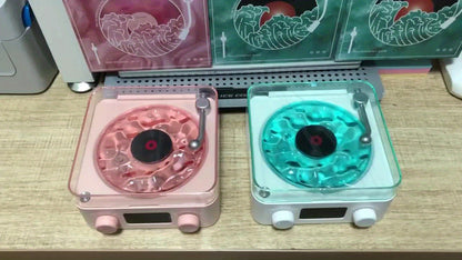 1pc Multifunctional White Noise Stereo Wireless Speaker, 4 Natural Sounds, Immersive RGB Projection, Adjustable Ambient Lighting, Wireless Audio, Supports 4 Play Modes, Retro Turntable Appearance, Can Be Used As Holiday Gifts SS69