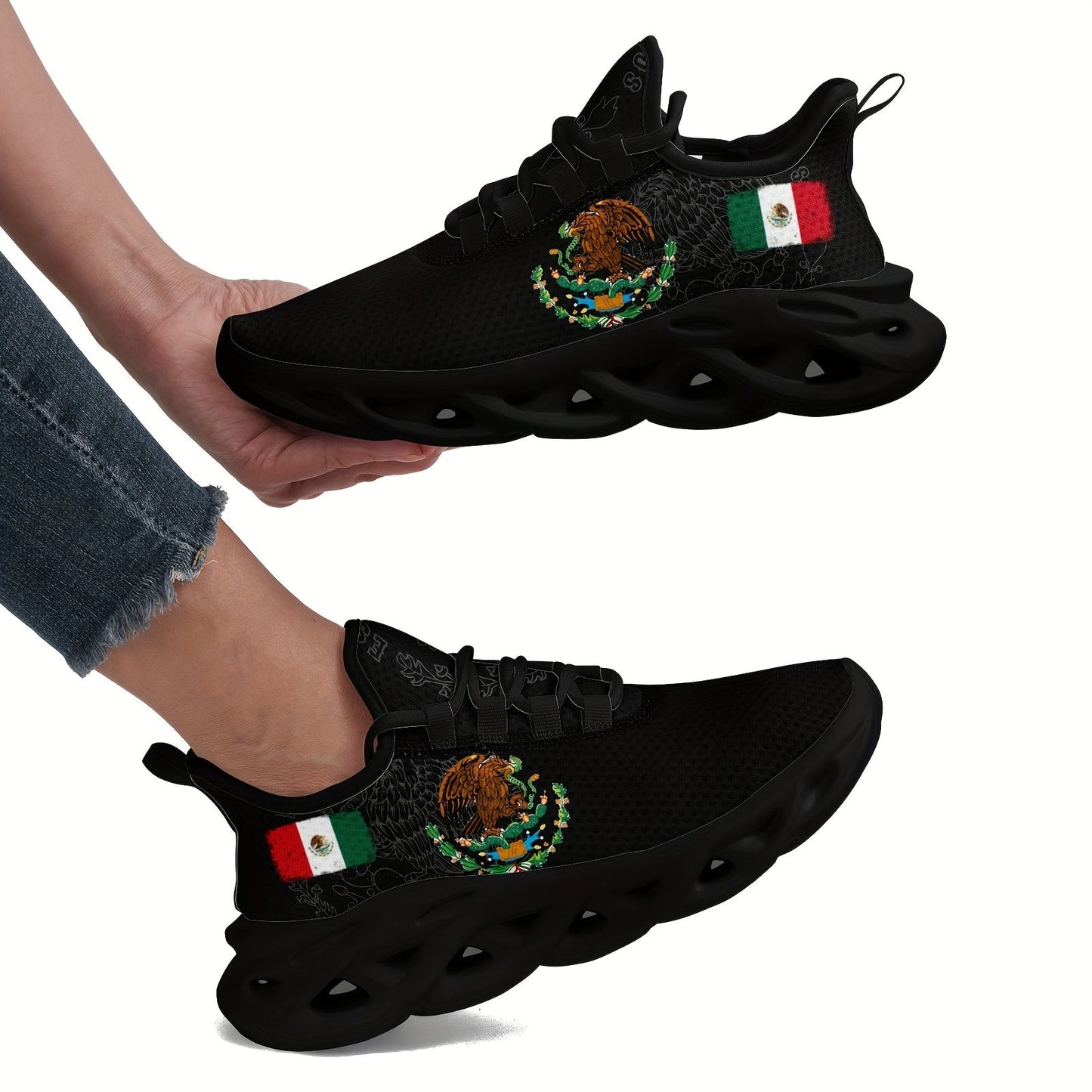 Women'S Mexico Flag Low Top Sneakers - Breathable Fabric with EVA Sole, Slip-On Casual Running Shoes, Fashionable Daily Wear Shoes for Casual Attire, Casual Sneakers | Stylish Low Top Sneakers | Comfortable Fabric Shoes SS69