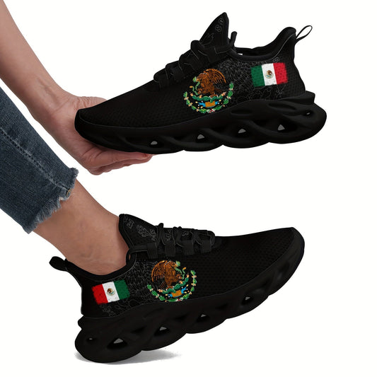 Women'S Mexico Flag Low Top Sneakers - Breathable Fabric with EVA Sole, Slip-On Casual Running Shoes, Fashionable Daily Wear Shoes for Casual Attire, Casual Sneakers | Stylish Low Top Sneakers | Comfortable Fabric Shoes SS69