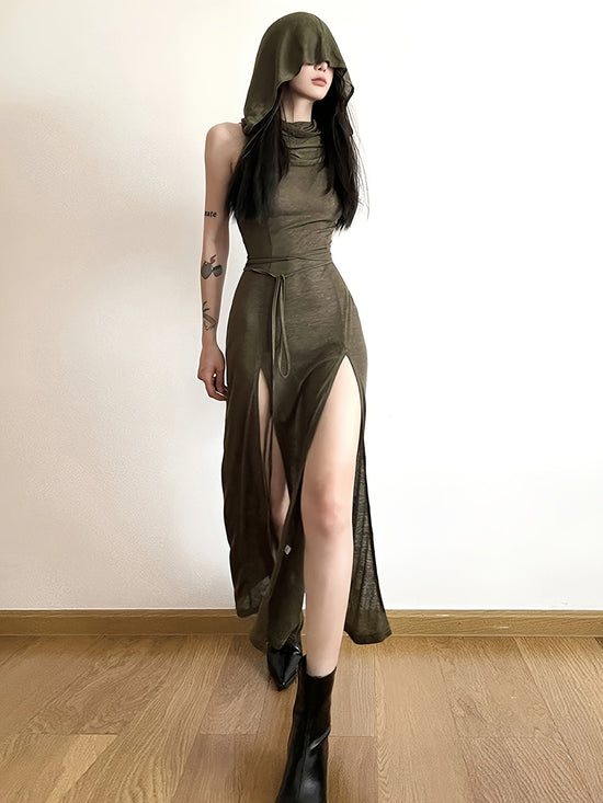 European and American hot wasteland style hooded sleeveless dress SS69