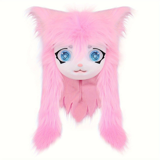 Animal Head Cat Fursuit Cut Mask Halloween Masquerade Cosplay Costume Props SS69 51.69 pink