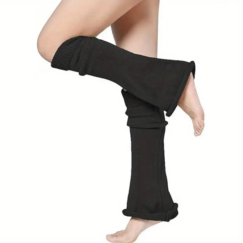 1/4 Pairs Y2K Knitted Flared Leg Warmer Socks, Striped Design, Stretch Fabric, Rolled Hem Knee High Socks For Women For Fall & Winter - SS69