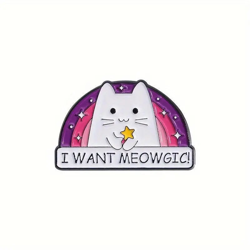 1-5pcs Cartoon Anime Creative Quirky White Cat Badge Decoration Clothing Accessories Metal Badge Brooch Exploration Badge Accessories SS69