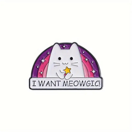 1-5pcs Cartoon Anime Creative Quirky White Cat Badge Decoration Clothing Accessories Metal Badge Brooch Exploration Badge Accessories SS69