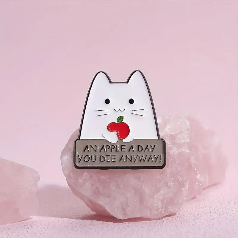 1-5pcs Cartoon Anime Creative Quirky White Cat Badge Decoration Clothing Accessories Metal Badge Brooch Exploration Badge Accessories SS69